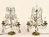 PAIR LOUIS XV STYLE BRASS CRYSTAL LAMPS
