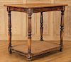19TH CENT. RUSTIC TWO TIER OAK TABLE MARBLE TOP