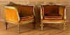 PAIR ITALIAN BAROQUE PAINTED GILT BERGERE CHAIRS