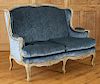 FRENCH PAINTED LOUIS XV STYLE SETTEE CARVED FRAME