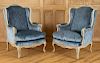 PAIR FRENCH PAINTED LOUIS XV STYLE BERGERE CHAIRS