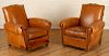 PAIR FRENCH LEATHER CLUB CHAIRS CIRCA 1930