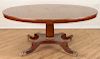 REGENCY STYLE BANDED BURL WOOD DINING TABLE C1950