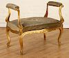 FRENCH LOUIS XV STYLE GILT WOOD UPHOLSTERED BENCH