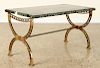 HOLLYWOOD REGENCY STYLE BRASS MARBLE COFFEE TABLE