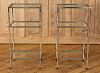 PAIR DIRECTOIRE STYLE CHROME GLASS SIDE TABLES