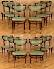 SET 12 AMERICAN BENTWOOD DINING CHAIRS BRASS FEET