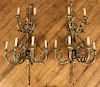 PAIR MONUMENTAL BRONZE BAROQUE STYLE WALL SCONCES