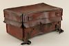 ENGLISH RED LEATHER CARRIAGE TRUNK