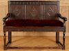 18TH CENT. OAK OPEN ARM HALL BENCH