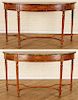 PAIR ADAM STYLE ROSEWOOD MAHOGANY CONSOLE TABLES
