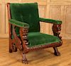 AMERICAN VICTORIAN CARVED MAHOGANY PARLOR CHAIR