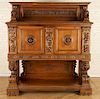 CONTINENTAL WALNUT CUPBOARD LION CARVED SUPPORTS