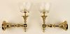 PAIR VICTORIAN STYLE BRASS ONE LIGHT WALL SCONCES