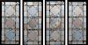 LOT OF FOUR STAINED GLASS PANELS IN METAL FRAMES