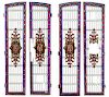 4 CONTINENTAL STAINED GLASS PANELS IRON FRAMES
