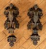 PAIR 19TH CENTURY FRENCH CAST IRON FIGURAL MOUNTS