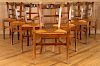 SET 7 FRENCH CHERRY DINING CHAIRS RUSH SEATS 1930