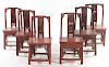 SET 6 CHINESE CARVED PAINTED CHILDS CHAIRS