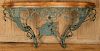 LARGE PAINTED WROUGHT IRON CONSOLE TABLE WOOD TOP