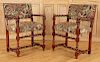 PAIR ELIZABETHAN STYLE OPEN ARM CHAIRS C.1930