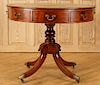 REGENCY STYLE MAHOGANY LEATHER TOP DRUM TABLE