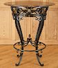 IRON BRONZE DECORATED MARBLE TOP BISTRO TABLE