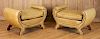 PAIR CURULE FORM LEATHER BENCHES BY CENTURY