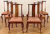 SET 6 QUEEN ANNE STYLE WALNUT DINING CHAIRS