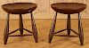 PAIR ROUND WOOD END TABLES MANNER OF PHIL POWELL