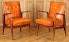 PAIR UPHOLSTERED ARM CHAIRS MANNER OF GIO PONTI