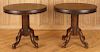 PAIR LEATHER END TABLES MANNER OF BILLY HAINES