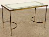 BRONZE COFFEE TABLE WITH ETCHED GLASS TOP C.1940