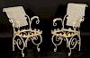 PAIR FRENCH WROUGHT IRON ARM CHAIRS 1960