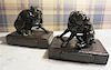 A Pair of Bronze Animalier Bookends, Height 4 x width 5 x depth 3 inches.