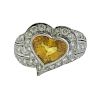 18K Gold Diamond Yellow Sapphire Heart Ring