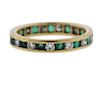 Tiffany &amp; Co 18K Gold Diamond Emerald Eternity Band Ring