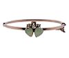 Antique 10K Gold Pearl Green Stone Heart Bangle Bracelet