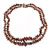 14K Gold Amber Two Strand Graduated Necklace