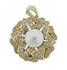 14K Gold Diamond Pearl Flower Pendant