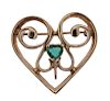 Antique 14K Gold Emerald Heart Brooch