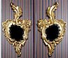 A Pair of Rococo Style Giltwood Mirrors, Height 24 x width 14 inches.