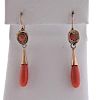 Antique 10K Gold Coral Dangle Earrings