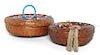 Two Victorian Sewing Baskets, Diameter of larger 10 1/4 inches.
