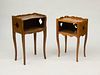 TWO LOUIS XV PROVINCIAL WALNUT AND FRUITWOOD BEDSIDE TABLES
