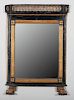 ITALIAN NEOCLASSICAL CARVED, BLACK PAINTED AND PARCEL-GILT PIER MIRROR