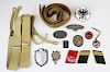 12 WWII German patches, belt, badge