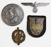 four WWII German medals & patches