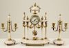 FRENCH GILT BRONZE AND MARBLE 3 PIECE CLOCK SET