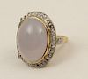 18K DIAMOND AND CHALCEDONY LADY'S RING